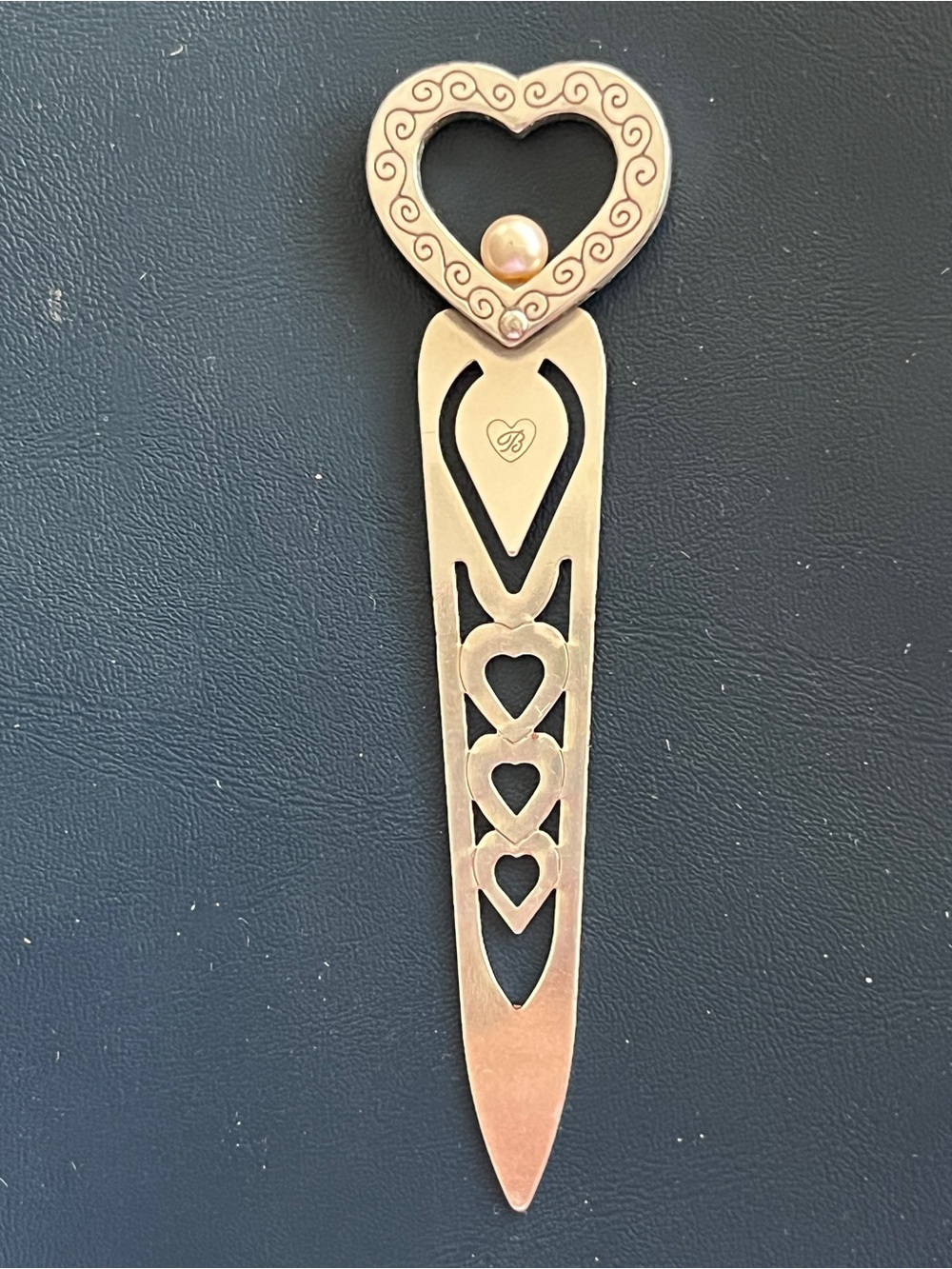 Brighton Retired Open Heart Bookmark Letter Opener with Pearl